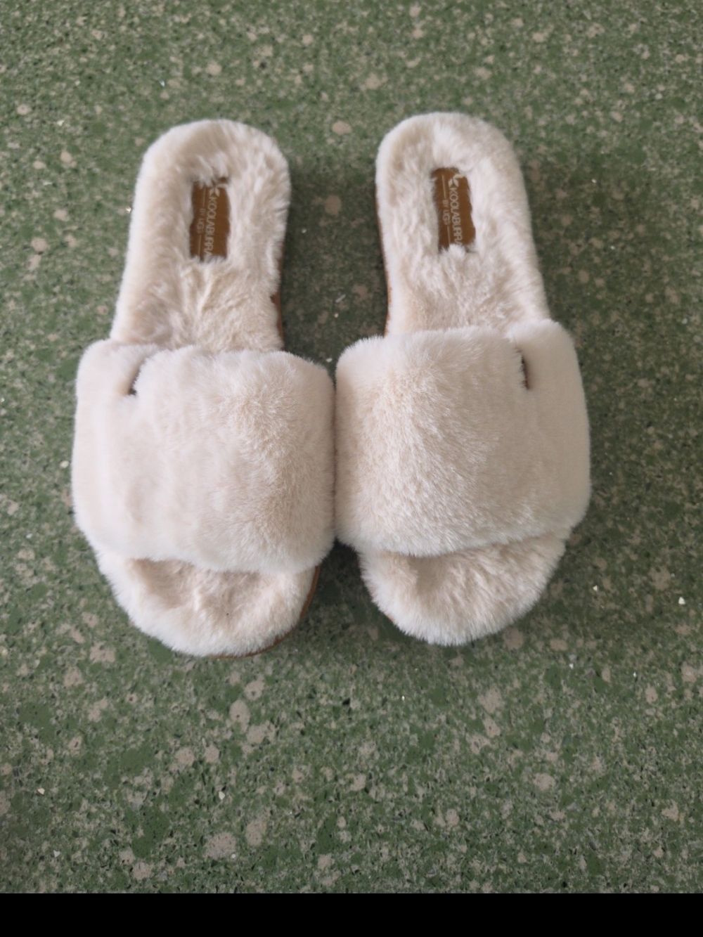 UGG Plush Slide Slippers in Cream